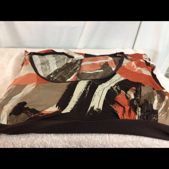 Woman’s Sz 2XL ORANGE USA 1/4 Slv Multicolor Shirt - Picture 6 of 11